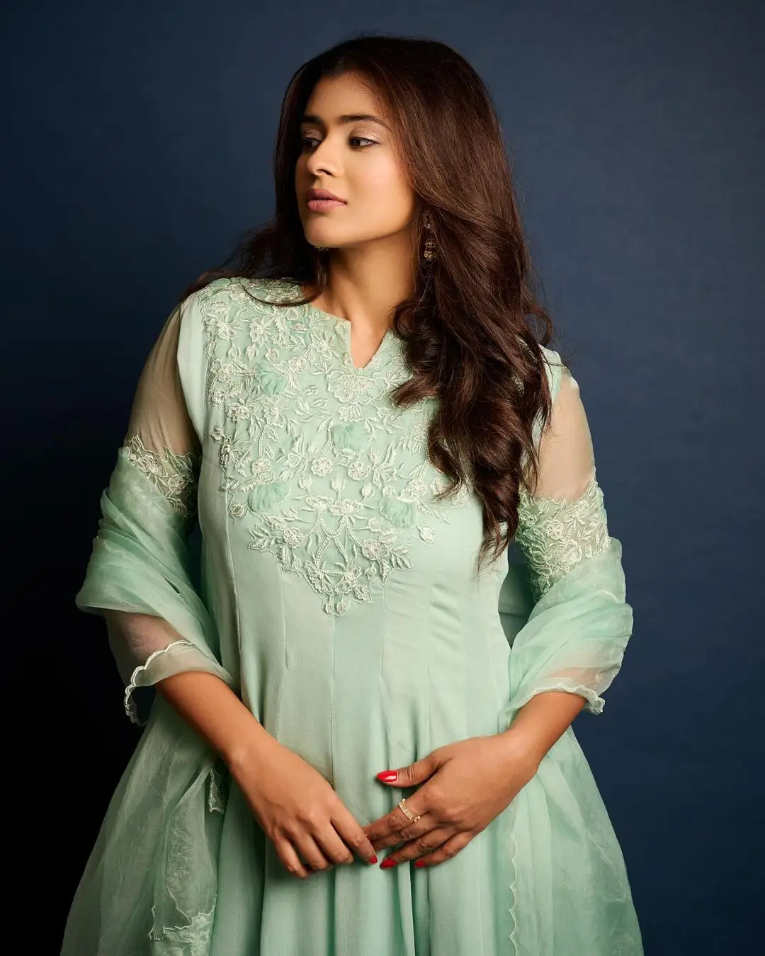 Indian Actress Hebah Patel Images in Green Gown